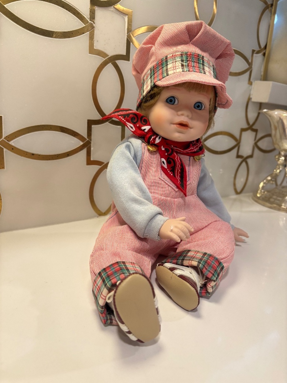 Jimmy by Elke Hutchens Porcelain Boy Doll with handkerchief 1990,Danbury Mint IB